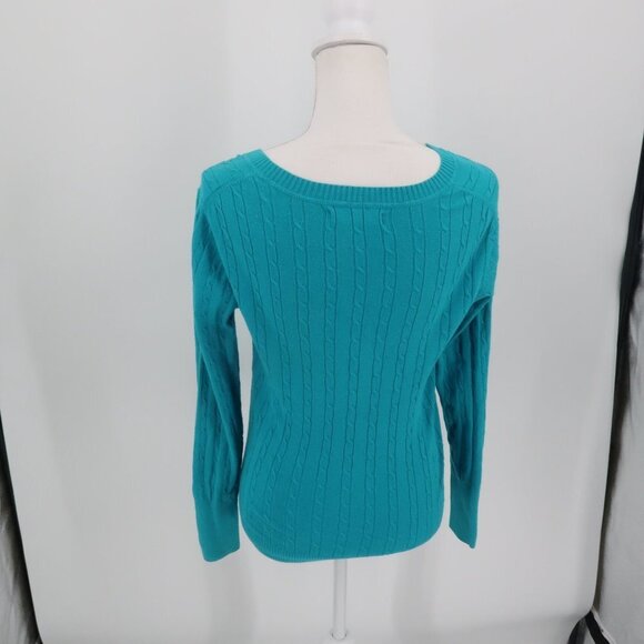 Old Navy Teal Cable Knit Style V-Neck Sweater Medium - Picture 7 of 8